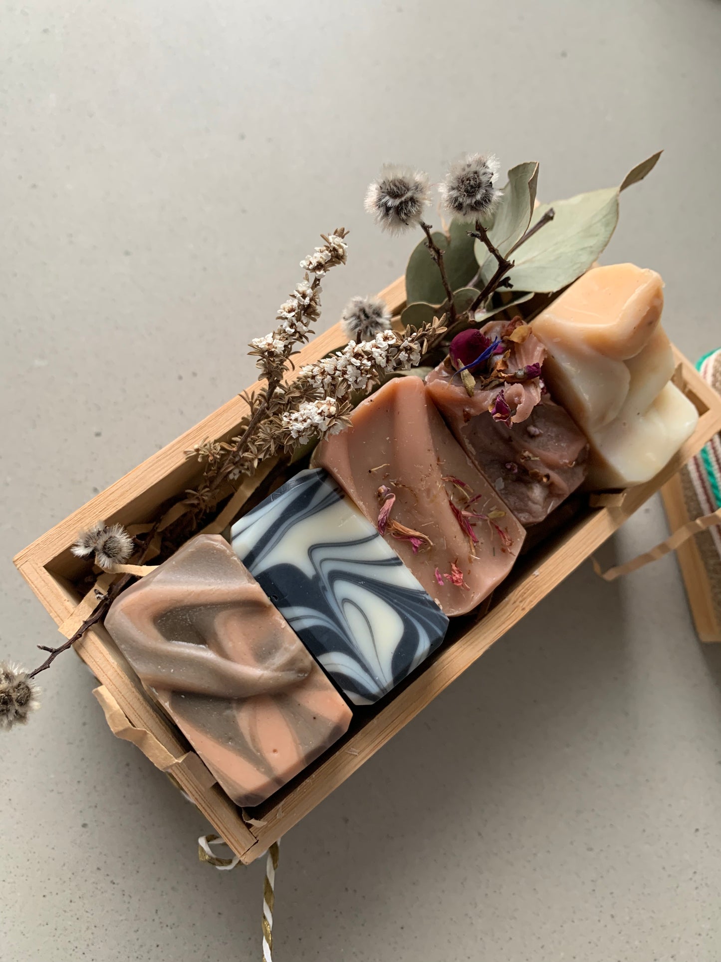 Boxed Bundle - 5 mini soaps in bamboo box