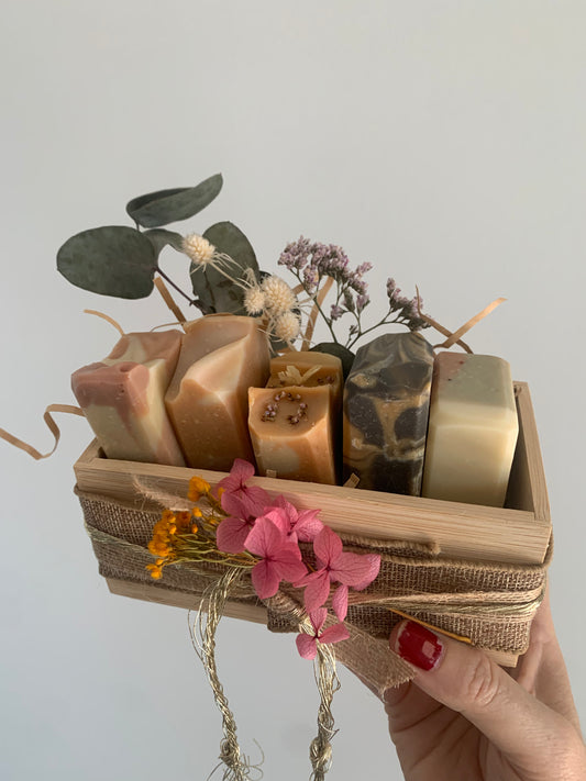 Boxed Bundle - 5 mini soaps in bamboo box