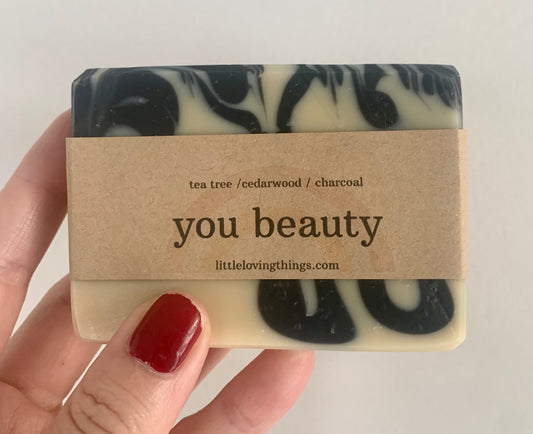 You Beauty - Tea Tree  Cedarwood & Activated Charcoal - Heartmade Artisan Soap