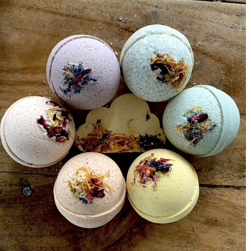 5 for $50 - Crystal Fizzy Bath Bombs - Vegan Shea Butter and Hemp Oil Bath Bombs