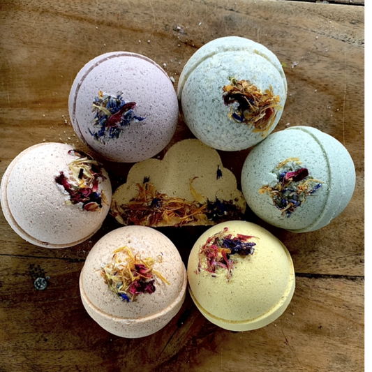 5 for $50 - Crystal Fizzy Bath Bombs - Vegan Shea Butter and Hemp Oil Bath Bombs