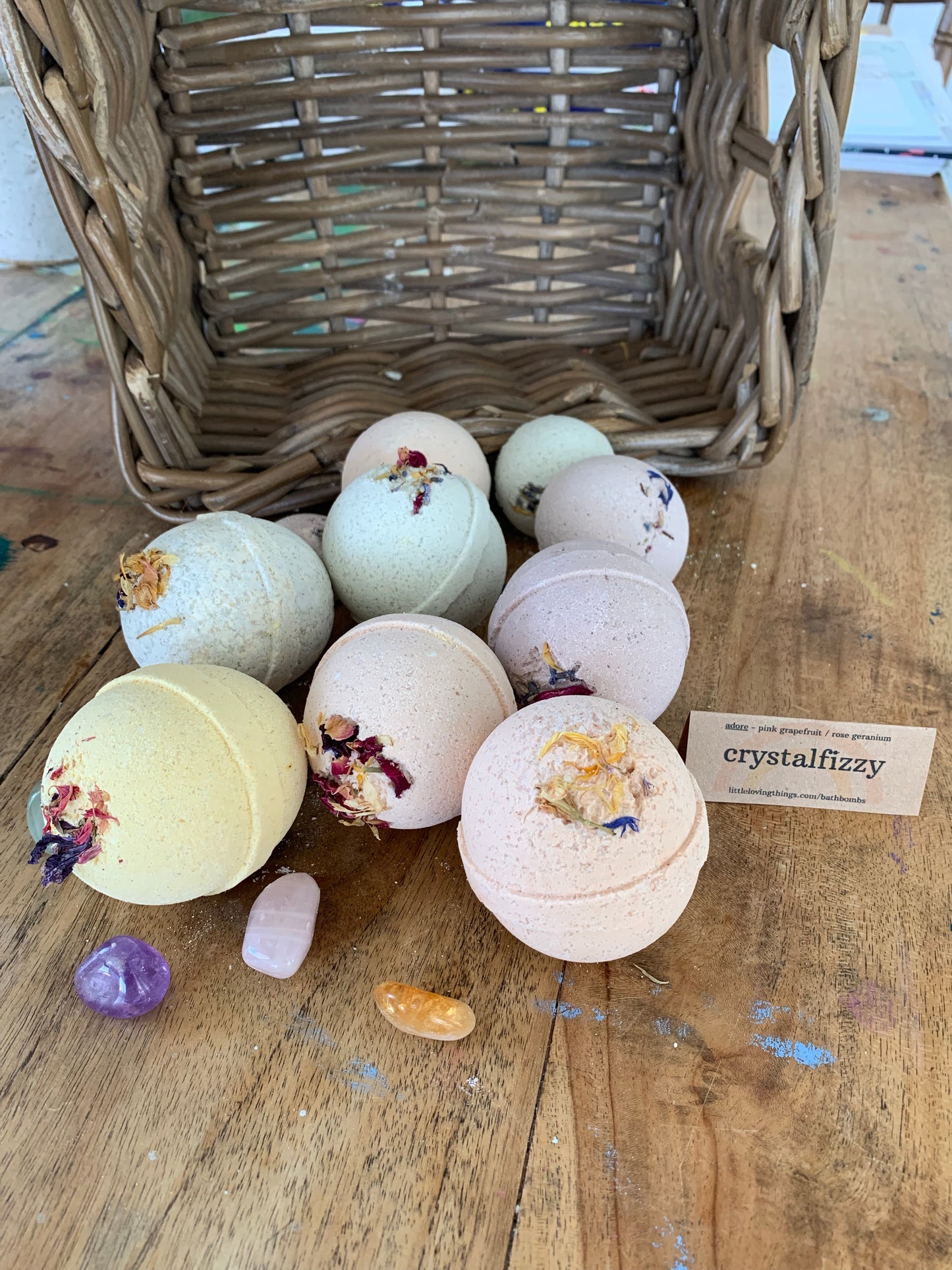 Crystal Fizzy Bath Bomb - Shea Butter and Hemp Oil Vegan Bath Bomb - Choose One or Mix and Match