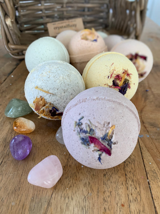 Crystal Fizzy Bath Bomb - Shea Butter and Hemp Oil Vegan Bath Bomb - Choose One or Mix and Match