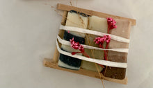 Load image into Gallery viewer, Bundle - three soap mini bars on wooden rack